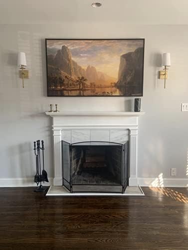 Rocky Mountain Goods 5 Pcs Fireplace Tool Set Black 31” Large - Shovel, Brush, Poker, Tongs, and Stand - Heavy Duty Wrought Iron - Decorative Finish - Ergonomic Ball handles