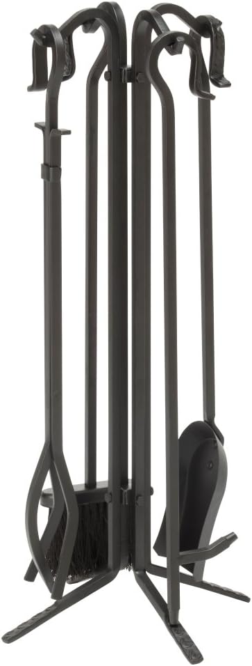 UniFlame 5-Piece Black Wrought Iron Fireplace Tools Set (F-11140)