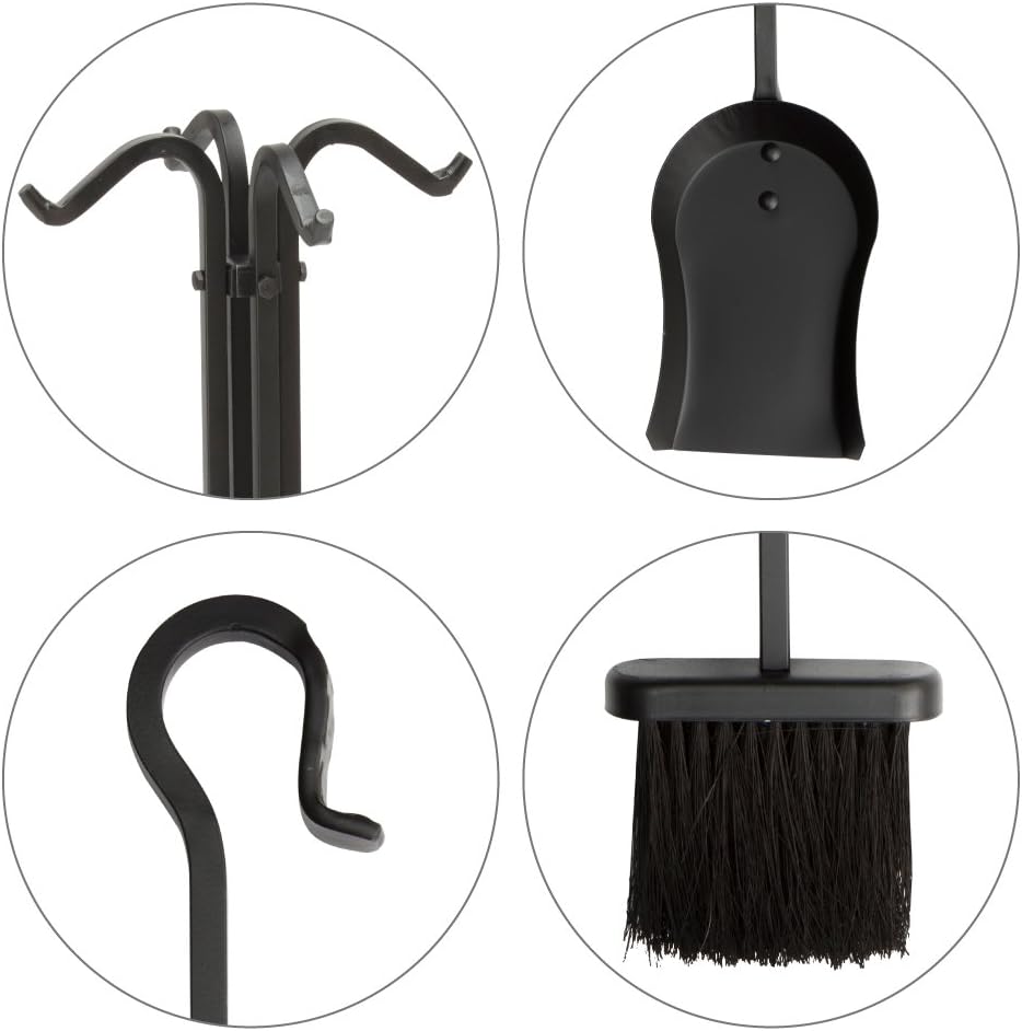 UniFlame 5-Piece Black Wrought Iron Fireplace Tools Set (F-11140)