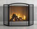 FEED GARDEN 3 Panel Fireplace Screen 48" W x 29" H Modern Foldable with Wrought Metal Decorative Mesh,Arch Heavy Duty Fire Spark Guard Cover for Home Decor Indoor, Black