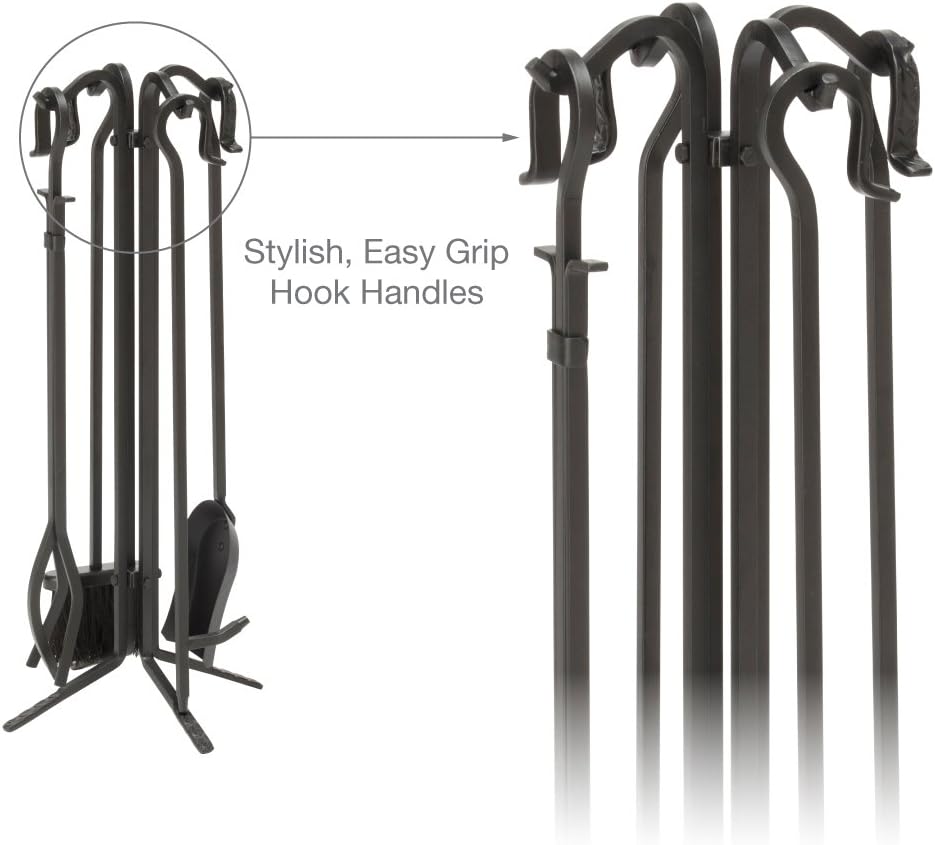 UniFlame 5-Piece Black Wrought Iron Fireplace Tools Set (F-11140)