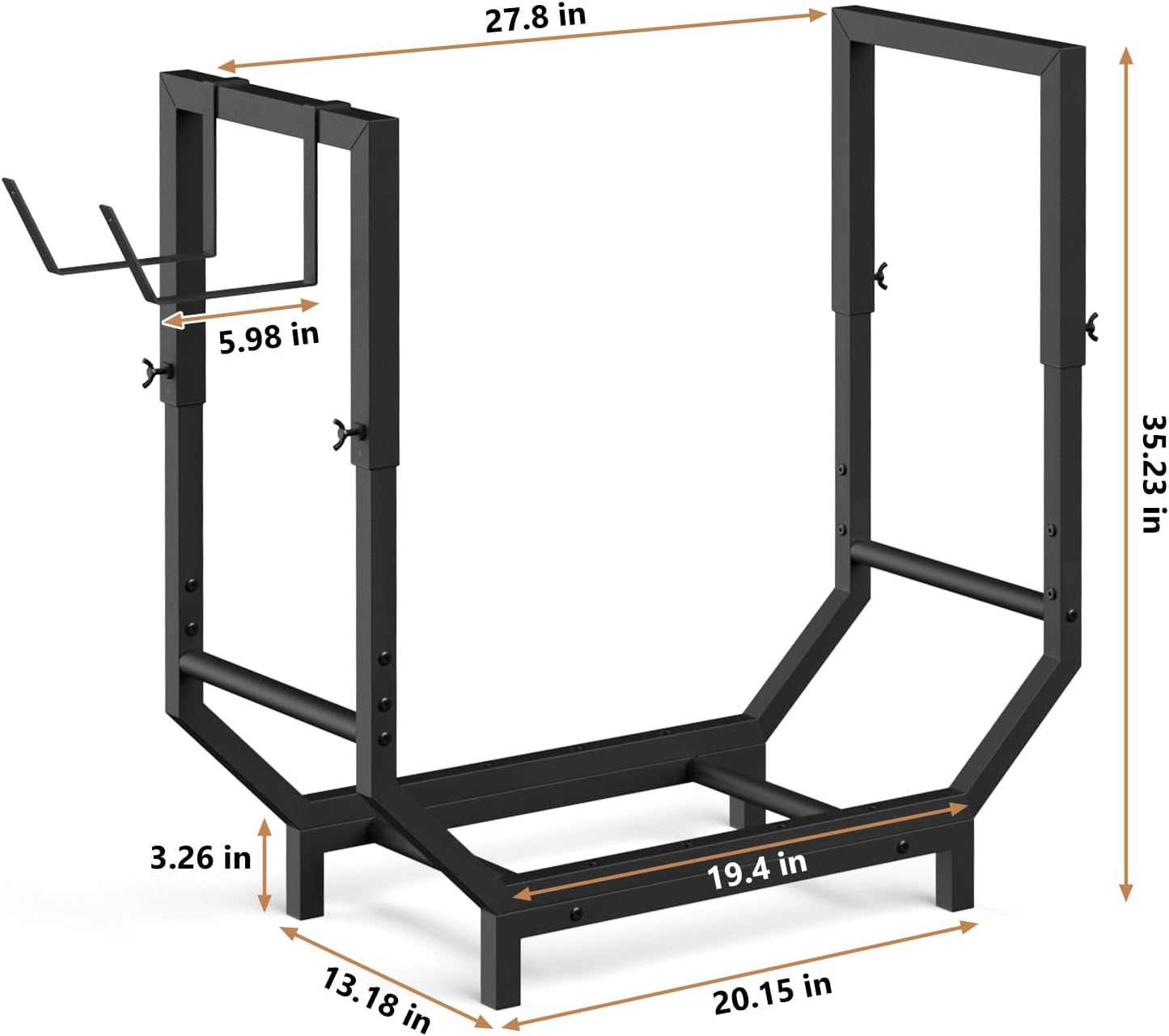 Firewood Rack Outdoor Fire Wood Racks 27.8 in Wood Holders 35.23" H Firewood Outdoor Firewood Holder with Removable Kindling Hooks for outdoor, indoor