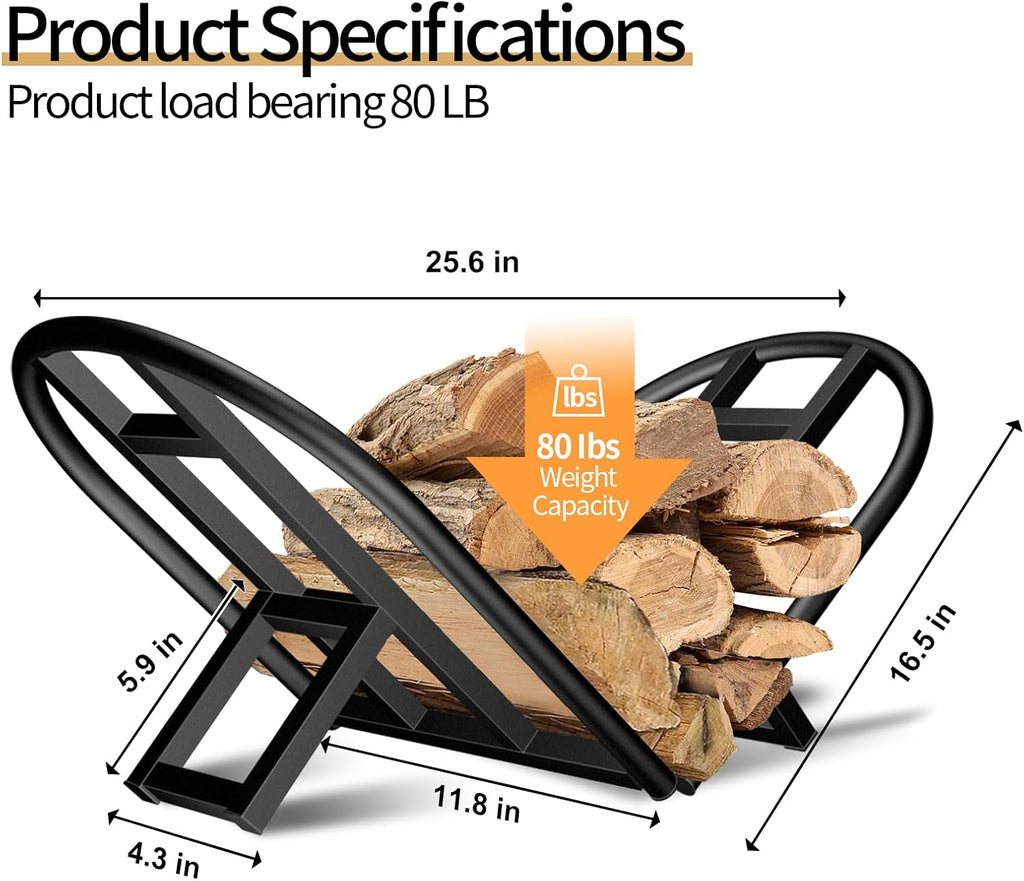 Firewood Rack Outdoor Indoor, Foldable Wood Rack Metal Firewood Holder Indoor Small Log Wood Storage Fireplace Log Holder for Firepit Stoves