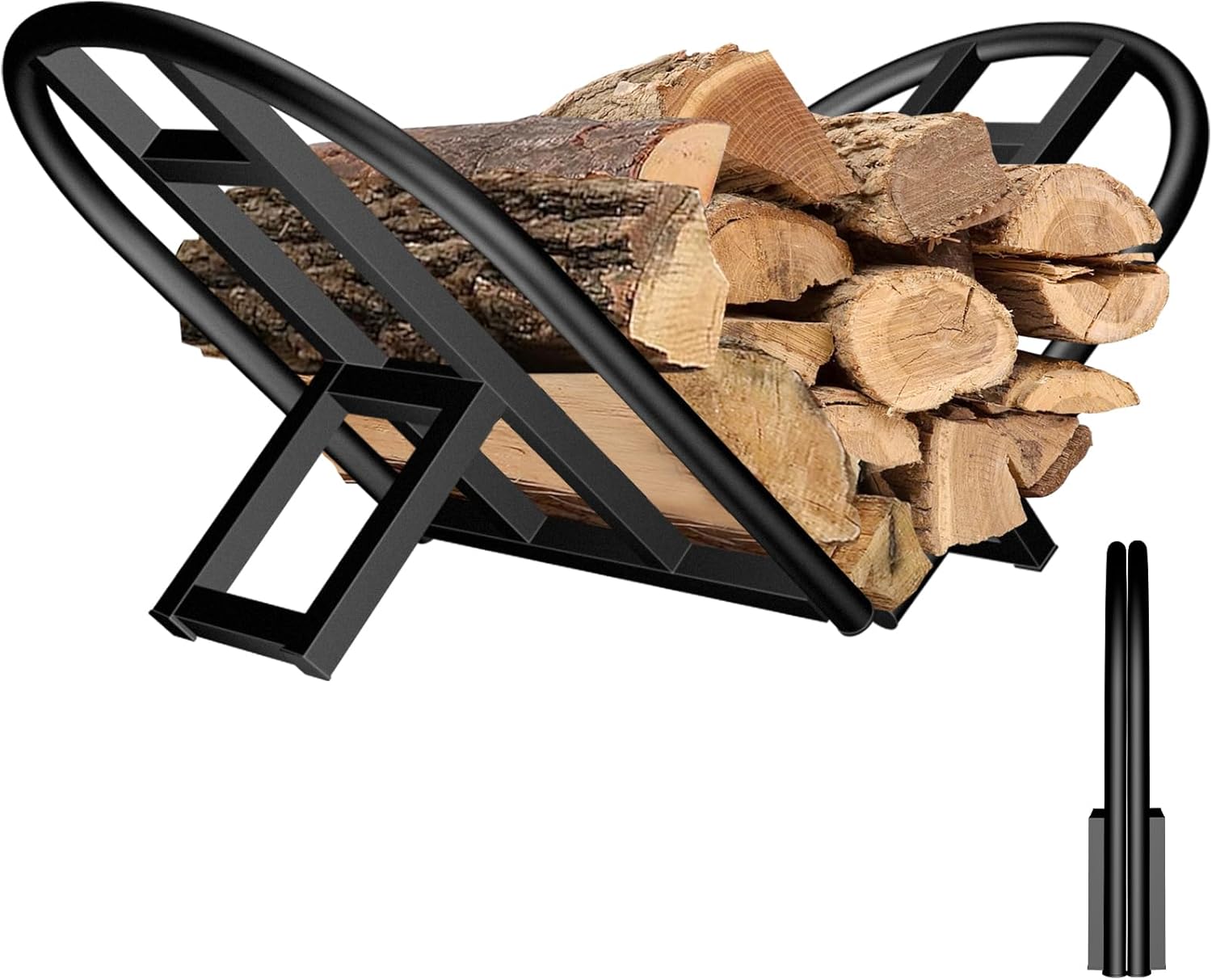 Firewood Rack Outdoor Indoor, Foldable Wood Rack Metal Firewood Holder Indoor Small Log Wood Storage Fireplace Log Holder for Firepit Stoves