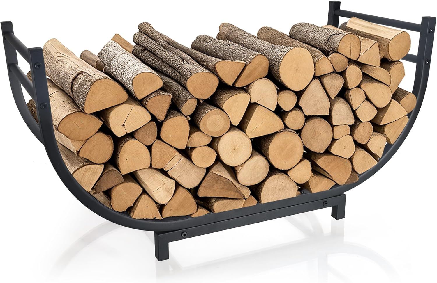 facka Curved Firewood Rack, 30 Inch Indoor Outdoor Log Firewood Holder, Metal Fireplace Wood Storage, Waterproof & Rustproof