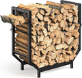 Firewood Rack Outdoor Fire Wood Racks 27.8 in Wood Holders 35.23" H Firewood Outdoor Firewood Holder with Removable Kindling Hooks for outdoor, indoor