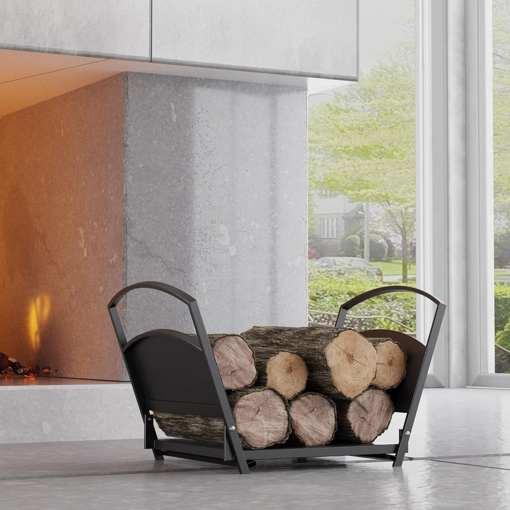 Fire Beauty Fireplace Log Holder Folding Firewood Rack,Stacking Rack,Storage Rack for Firewood, Indoor, Outdoor,Heavy Duty Steel