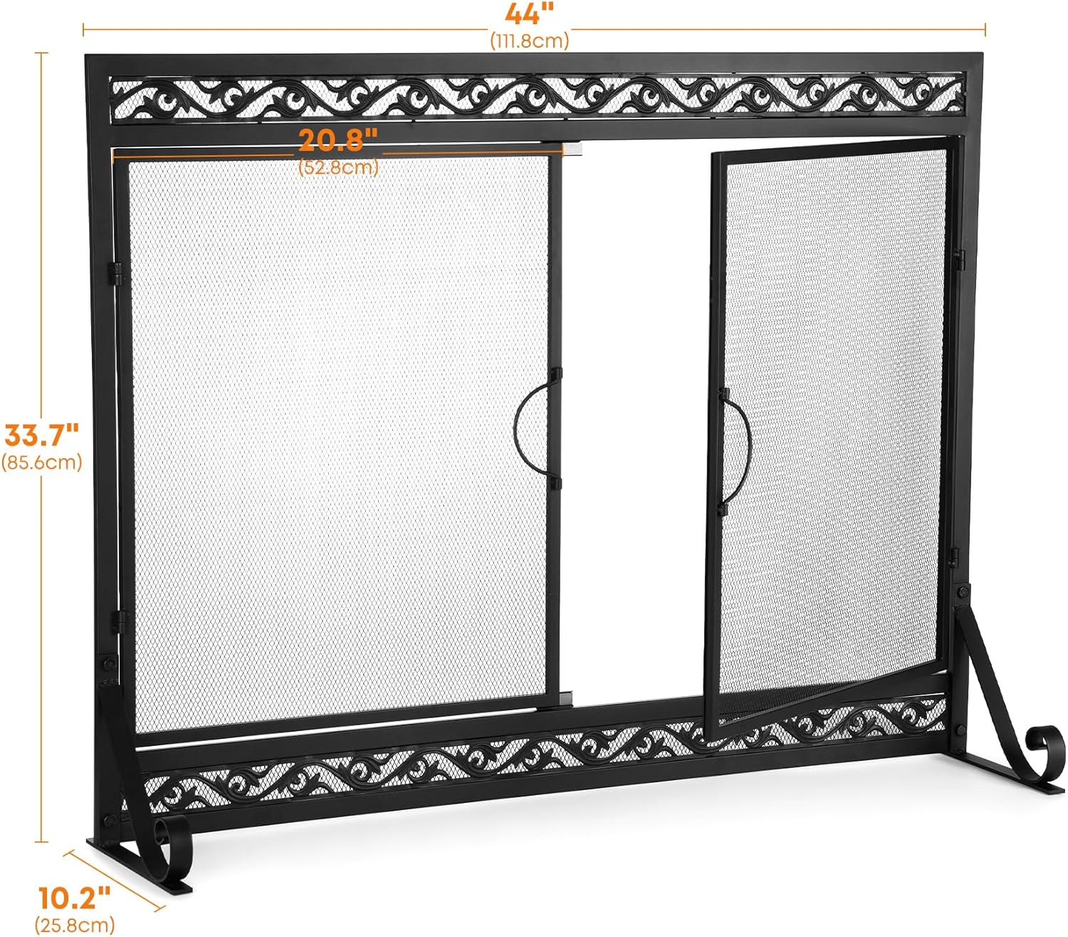 Stanbroil Fireplace Screen,Metal Fireplace Screen with Magnetic Doors and Spark Guard Grate for Fireplace Indoor Use, 44" W x 34" H