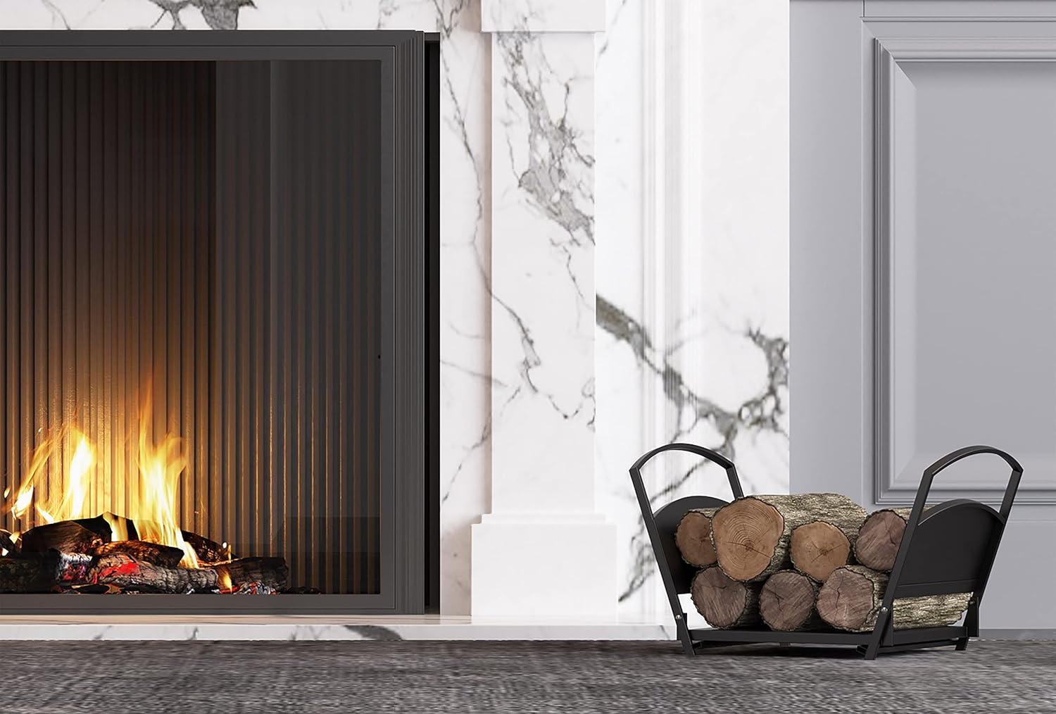 Fire Beauty Fireplace Log Holder Folding Firewood Rack,Stacking Rack,Storage Rack for Firewood, Indoor, Outdoor,Heavy Duty Steel