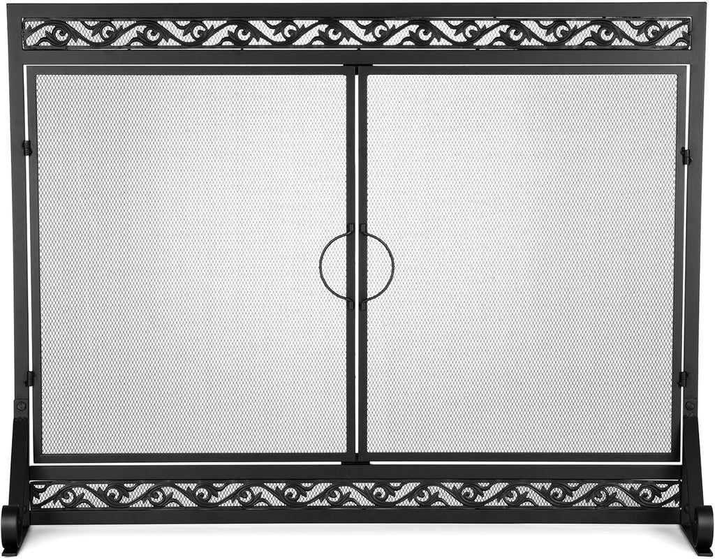 Stanbroil Fireplace Screen,Metal Fireplace Screen with Magnetic Doors and Spark Guard Grate for Fireplace Indoor Use, 44" W x 34" H