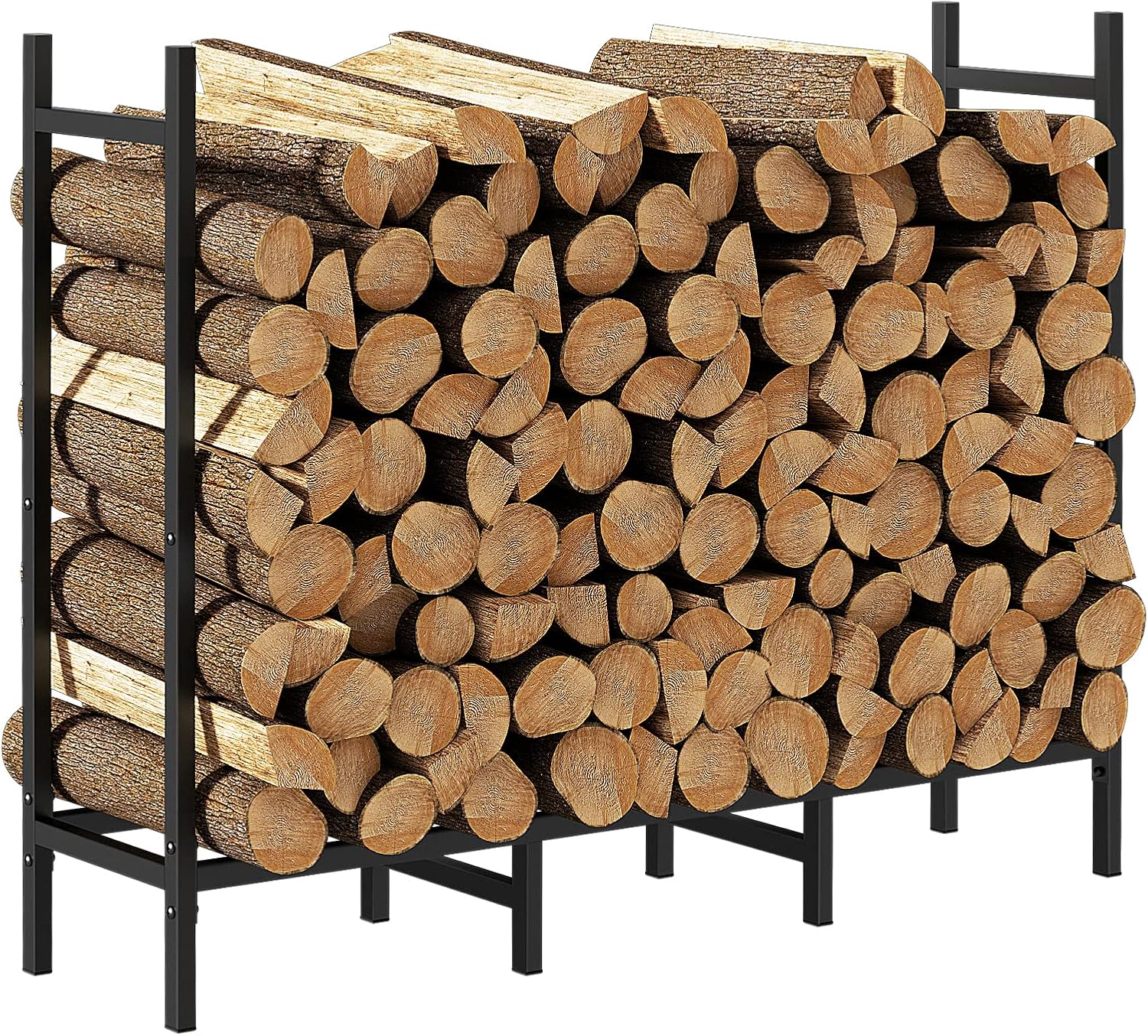 4ft Outdoor Indoor Firewood Rack Holder for Fireplace Wood Storage, Adjustable Stacker Stand, Heavy Duty Fire Logs Stand Stacker Holder for Fireplace Metal Lumber Storage Carrier Organizer