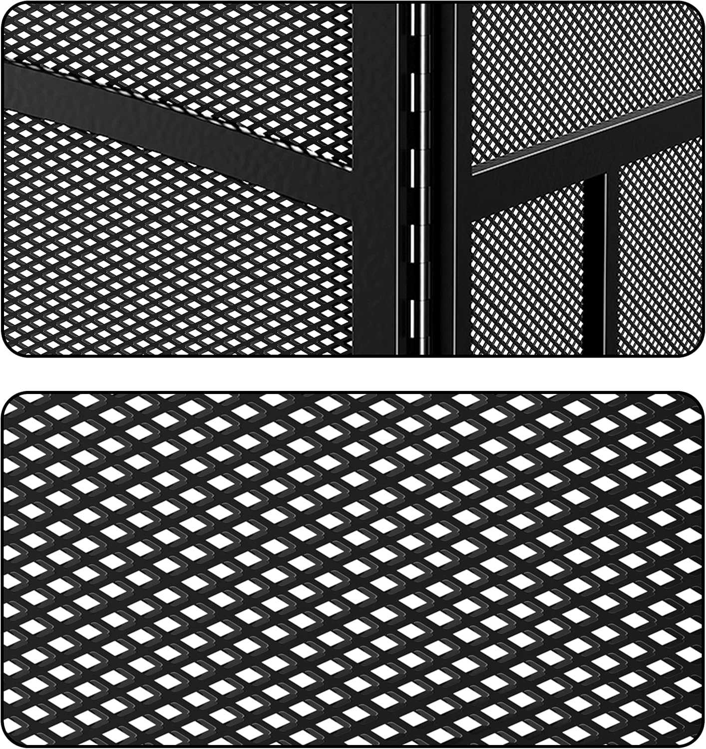 Fire Beauty Fireplace Screen 3 Panel Wrought Iron 48"(L) x 29"(H) Spark Guard Cover(Black)