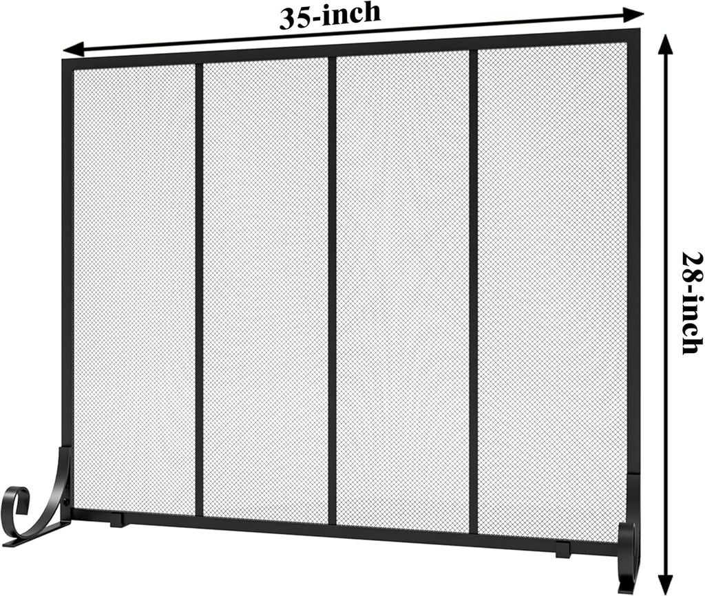 Fire Beauty Flat Panel Fireplace Screen Spark Guard Wrought Metal Gate Cover for Home, Decorative Mesh Fire Place Safety Fence,Baby Safe Spark Guard Protector